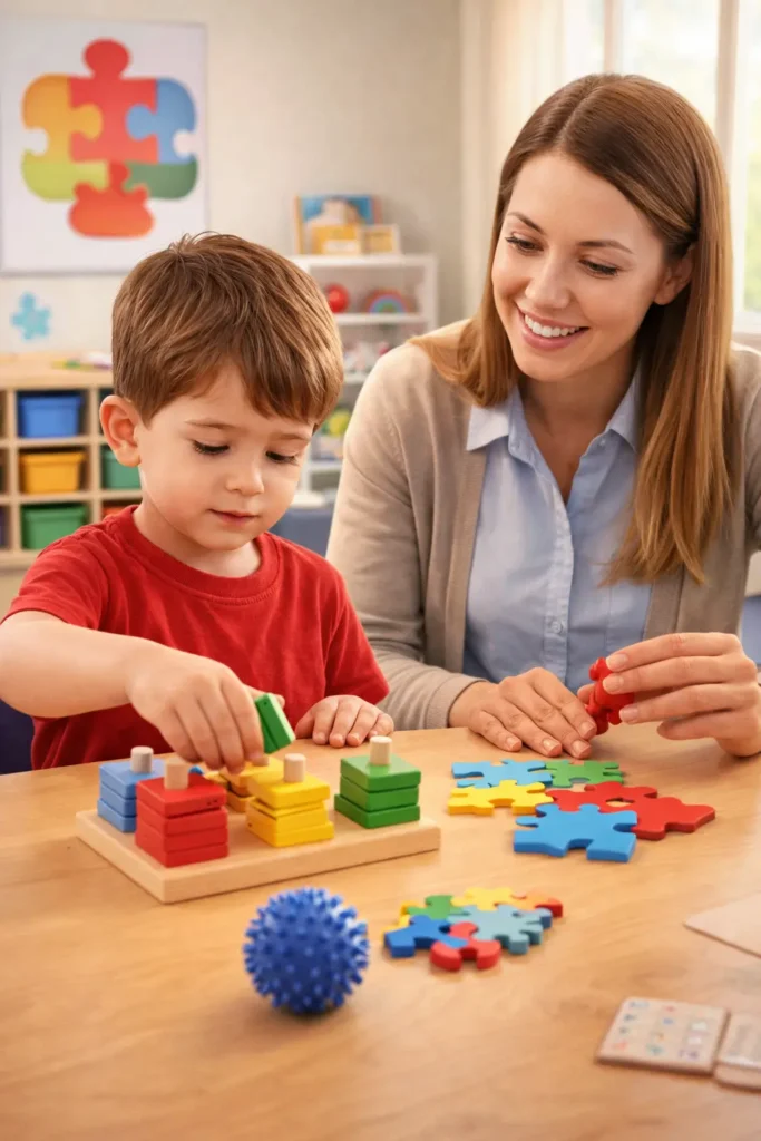 Therapy session with educational toys