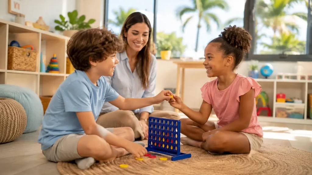 Playful learning in a sunny room